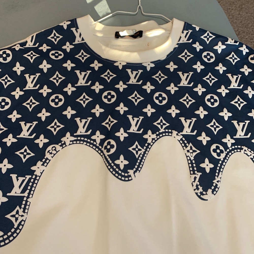 Louis Vuitton White Tee with Gold Label